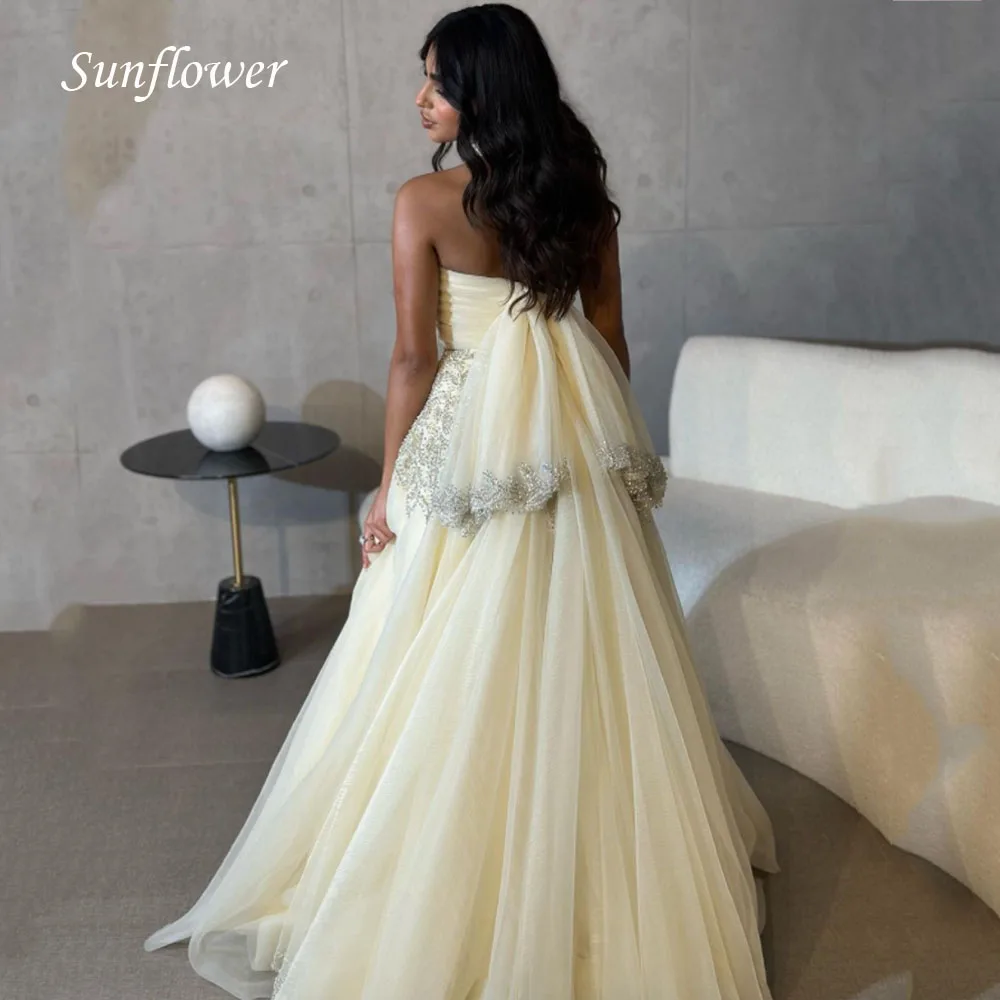 Sunflower Halter Long Mermaid Evening Dress 2023 Simple Slim Appliques Crop Top Tulle High-end Custom Prom Gowns Floor-Length