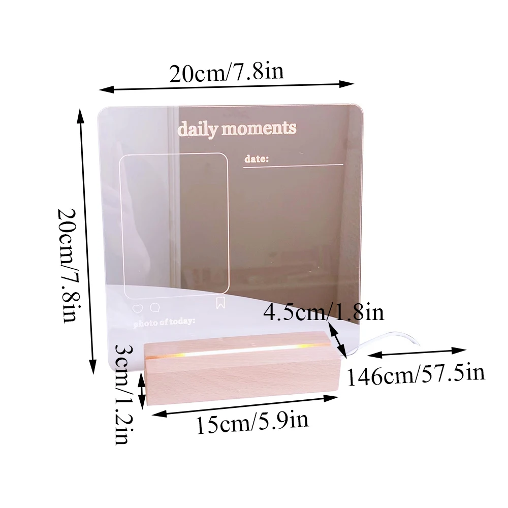 Note Board Erasable Desktop Writable Message Board Acrylic Transparent Luminous Note Board School Supplies Writable Student