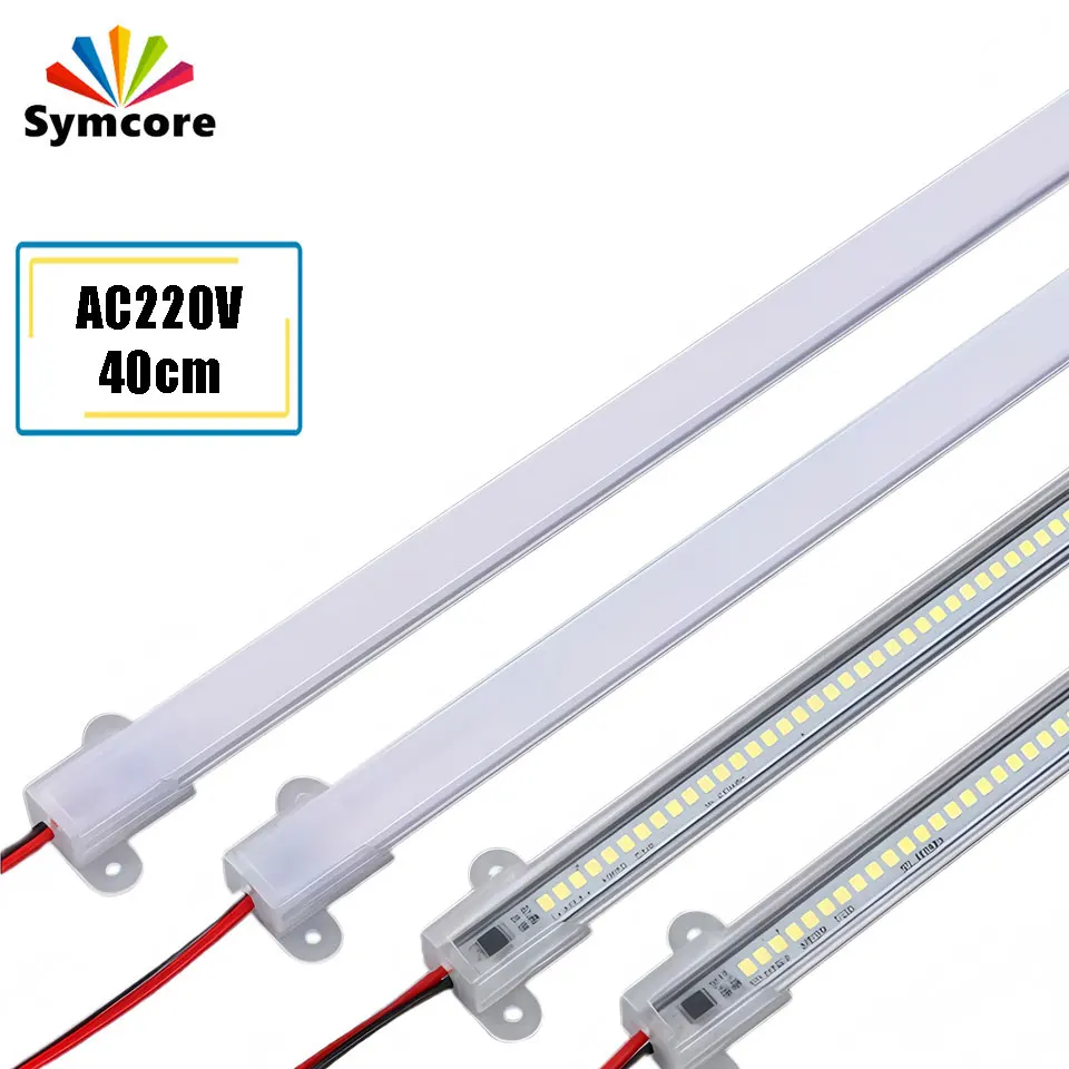 5Pcs AC220V LED Hard Light Bar Counter Long Strip Light 40cm Ultra-thin Shelf Wine  Wardrobe Home Showcase Light Lamp Box Tube