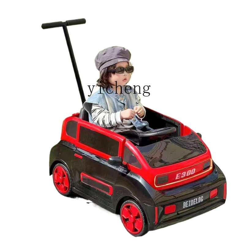 XL Electric Car Remote-Control Automobile Seated Toy Car with Push Rod Baby Stroller Bobby Car