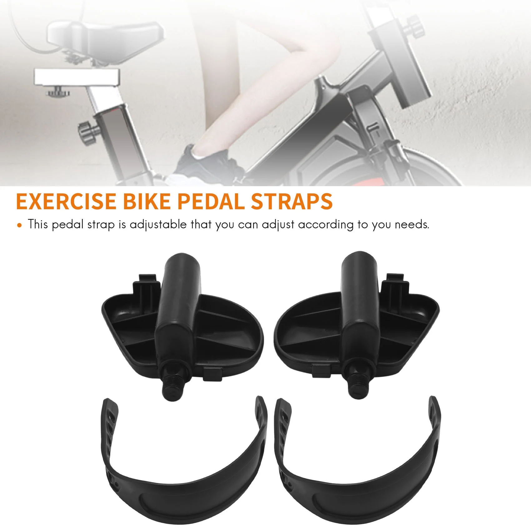 1Pair Exercise Bike Pedal Widened Bicycle Pedal With Pedal Straps For Exercise Bike Stationary Cycle Home YLH