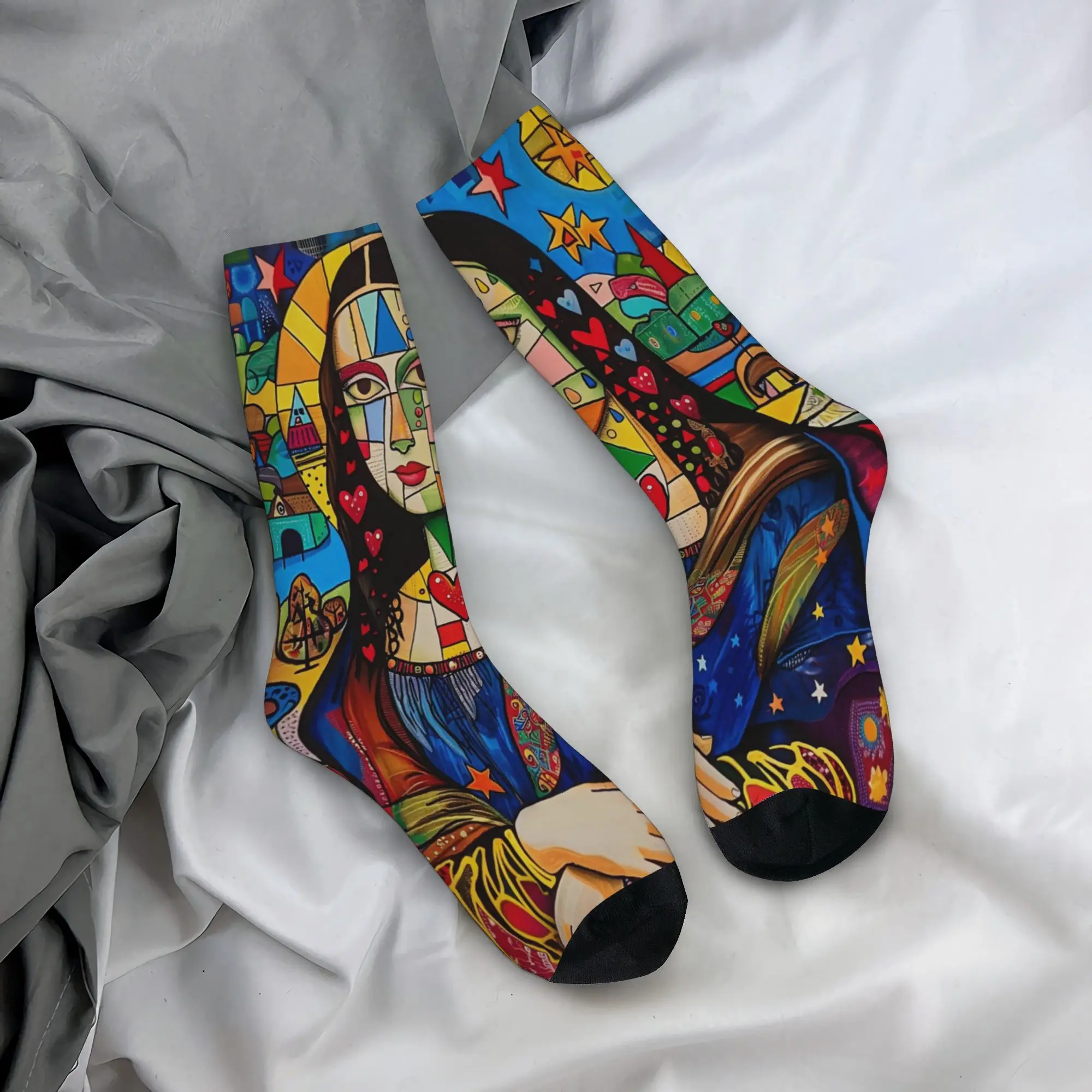 Abstract Art Face Crew Socks for Women Men Merch All Season  Cotton Long Socks Sweat Absorbing