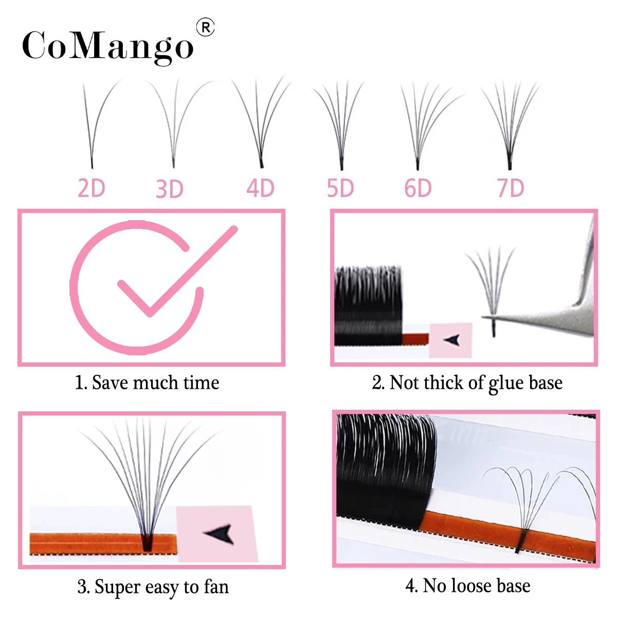 CoMango Easy Fan Lashes Volume Extensions Auto Flowering Rapid Blooming Fan Easy Eyelashes