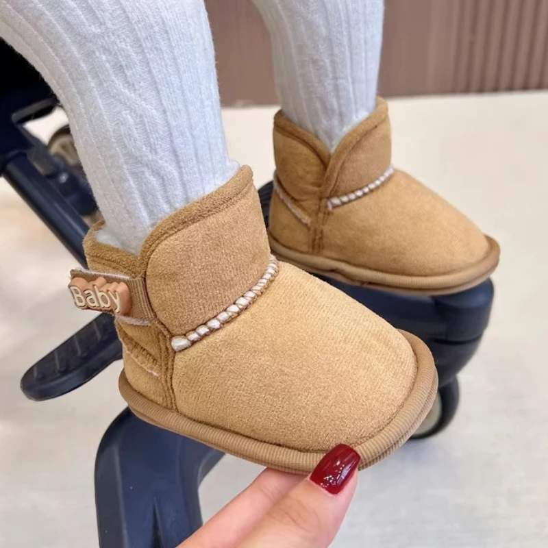 

0-18Month Baby Warm and Velvet Shoes Boys Girls Winter Cotton Boots Thickened Children's Soft Soled Anti Slip Shoes Wholesale