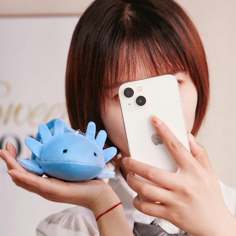 22 cm kleiner Axolotl-Plüsch-Schlüsselanhänger, Mini-süßer Salamander, Stofftier, Stofftier, Newt Kawaii, Taschenanhänger, Dekoration – Detail 9