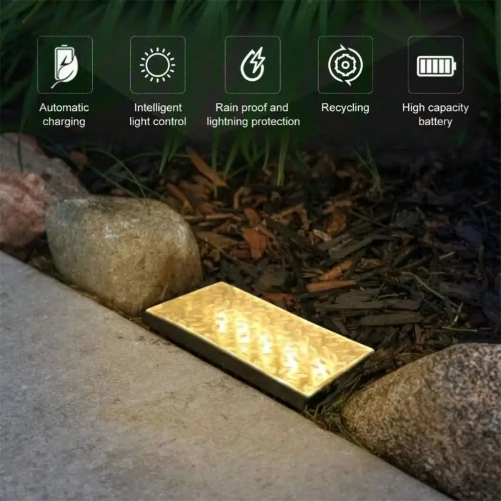 Solar Powered Solar Brick Light LED Rectangular Outdoor Solar Lights Waterproof Ground Mounted Paver Landscape Lights