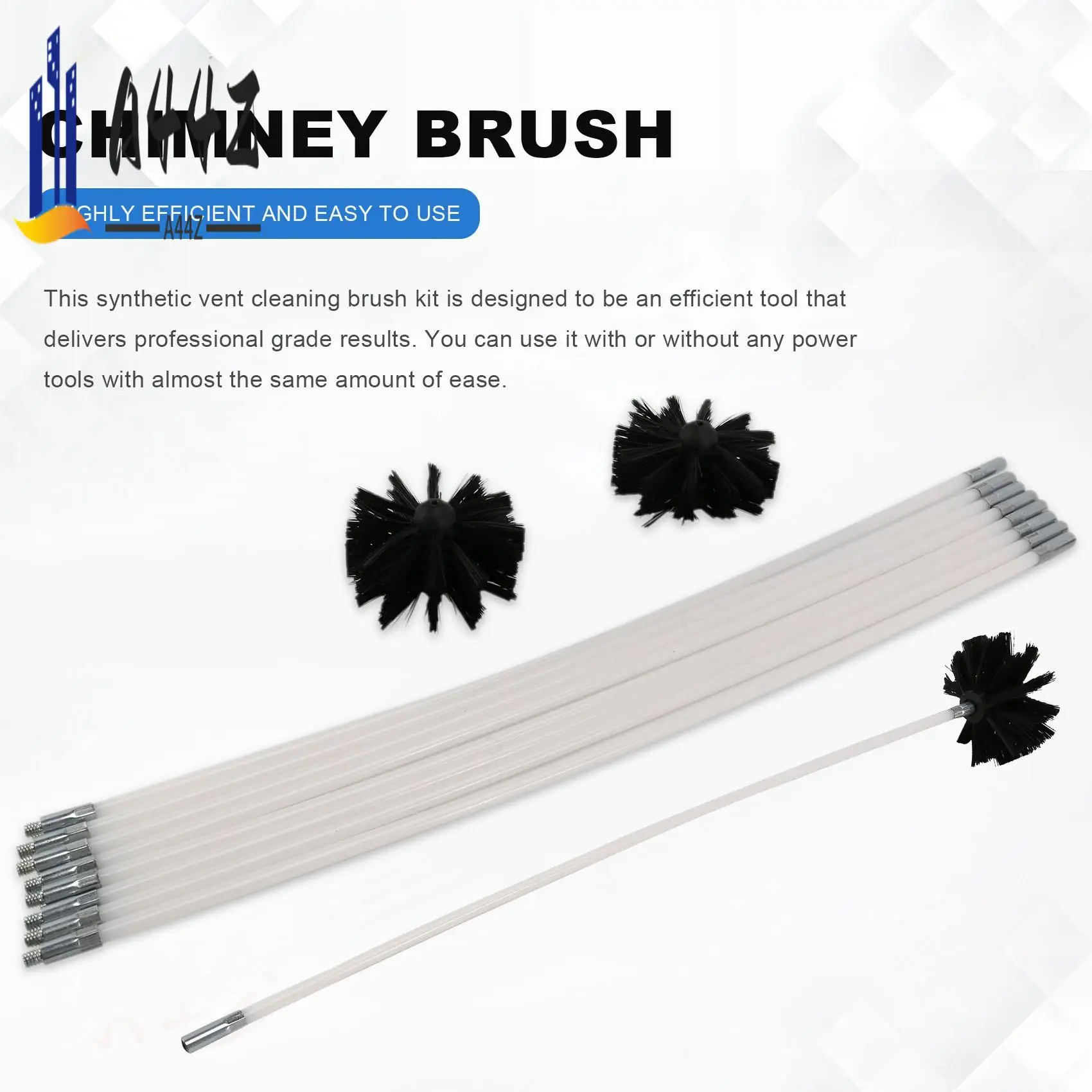 

A44Z-Набор щеток для чистки вентиляционных отверстий/каналов сушильной машины, набор для чистки дымохода, средство для удаления ворса, удлиняет до 16 футов, насадка для щетки из 2 шт.