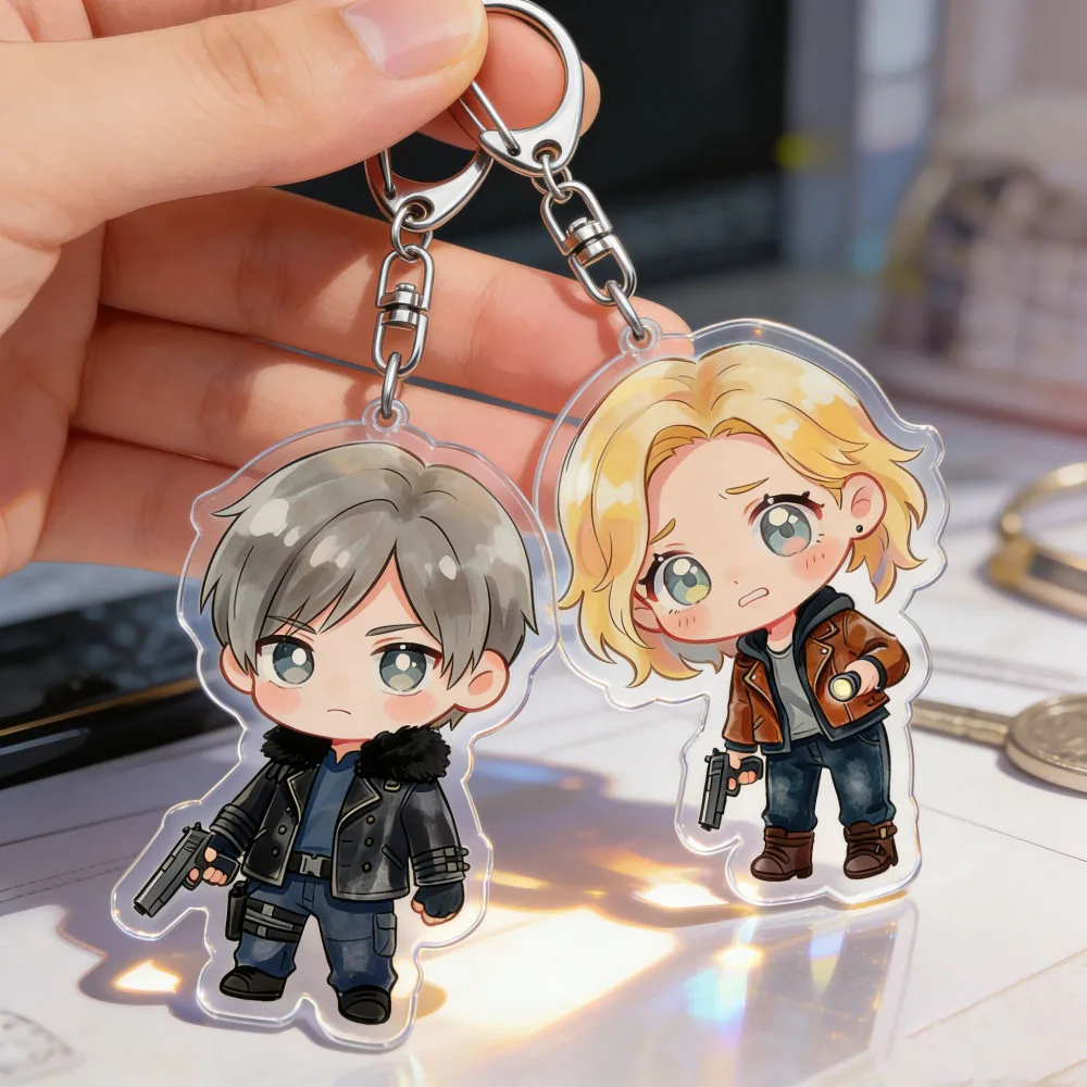 Cute Leon & Grace RE9 Keychain Accessories Bag Charms Keyrings Jewelry Fans Freinds Game Lovers Gifts