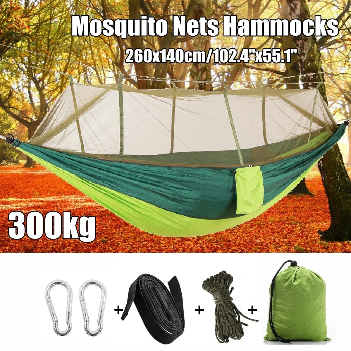 

1-2 Person Portable Outdoor Camping Hammock with Mosquito Net High Strength Parachute Fabric Hanging Bed Hunting Sleeping Swing