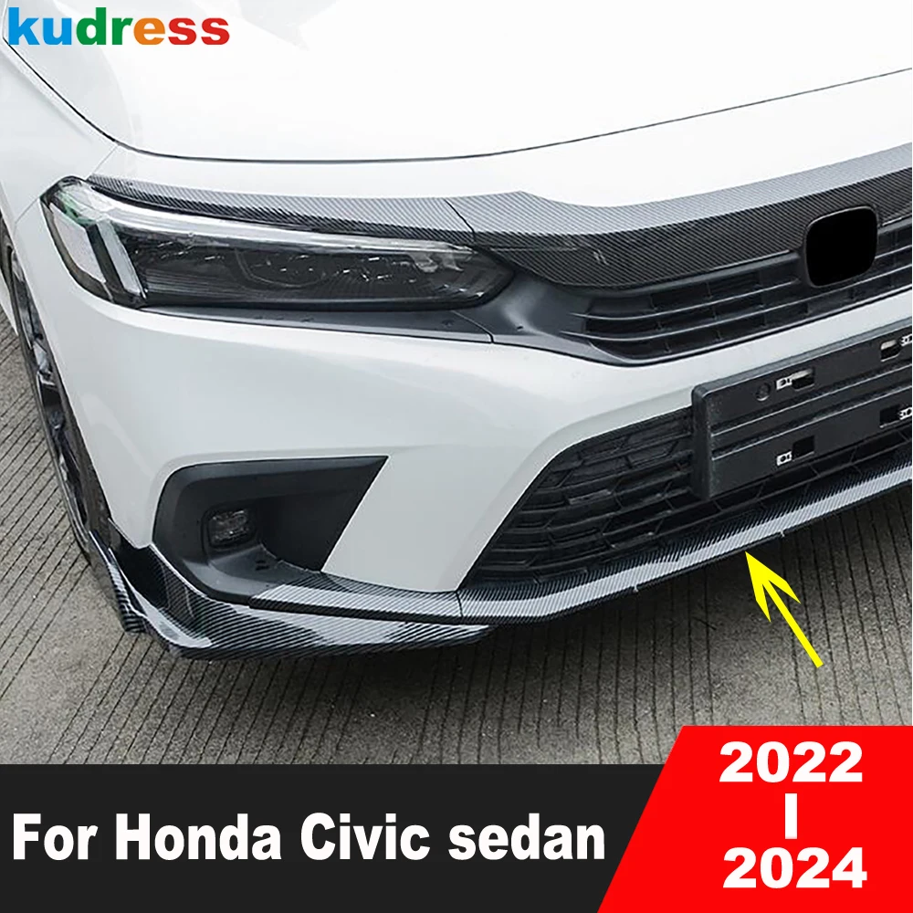 

Front Bottom Bumper Cover Trim For Honda Civic 11th Sedan 2022 2023 2024 Carbon Fiber Car Lower Racing Grille Strip Accessories