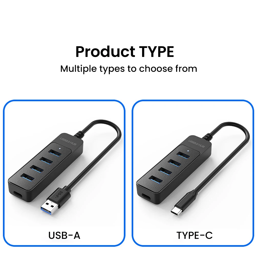 USB 3.0 Netzteil 4-Port Multi USB Splitter Hub USB Hub 2.0 Typ C HUB Mehrere Expander Hohe Geschwindigkeit für Computer Zubehör – Detail 2