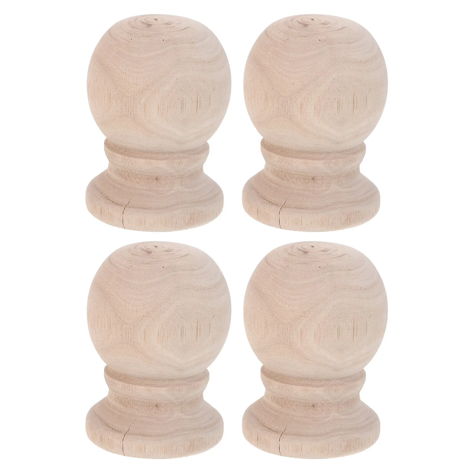 

4Pcs Solid Hardwood Round Ball Finial Baluster Toppers for Staircase Railing Post Fence Gate DIY Unfinished Wood Craft Staircase
