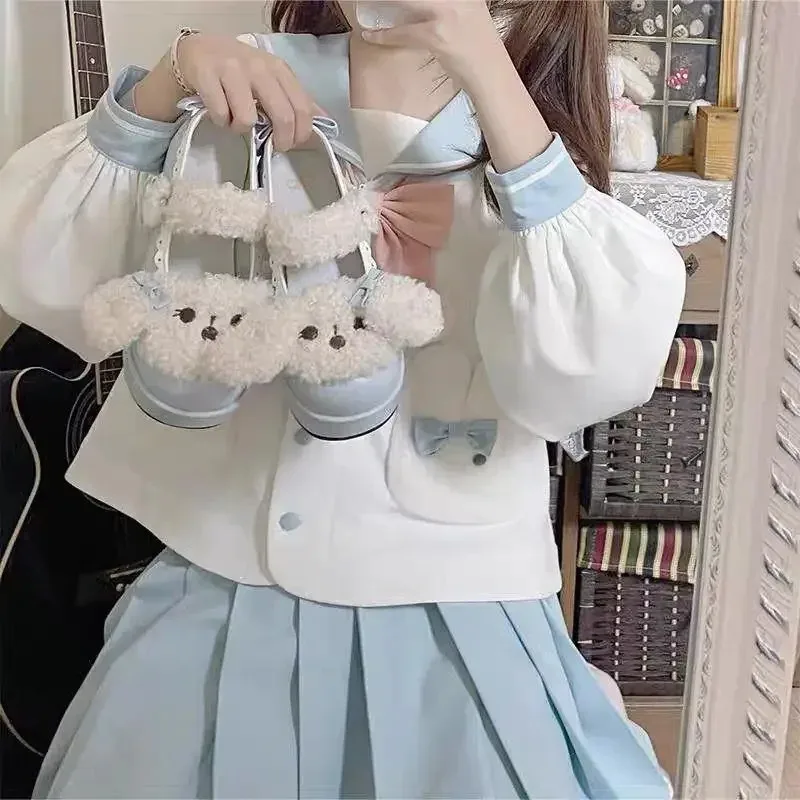 Осенне-зимние оригинальные туфли Лолиты в японском стиле с бантом, милая униформа JK, мягкая студентка с большим носком, каваи, повседневная теплая обувь на высоком каблуке