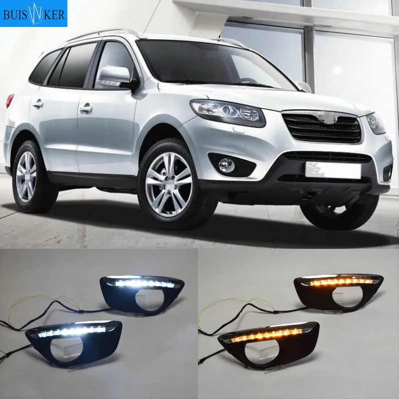 

1 Pair Car Daytime Running Light DRL LED Daylight Fog Lamp Cover for Hyundai Santafe Santa Fe 2010 2011 2012 DC 12V