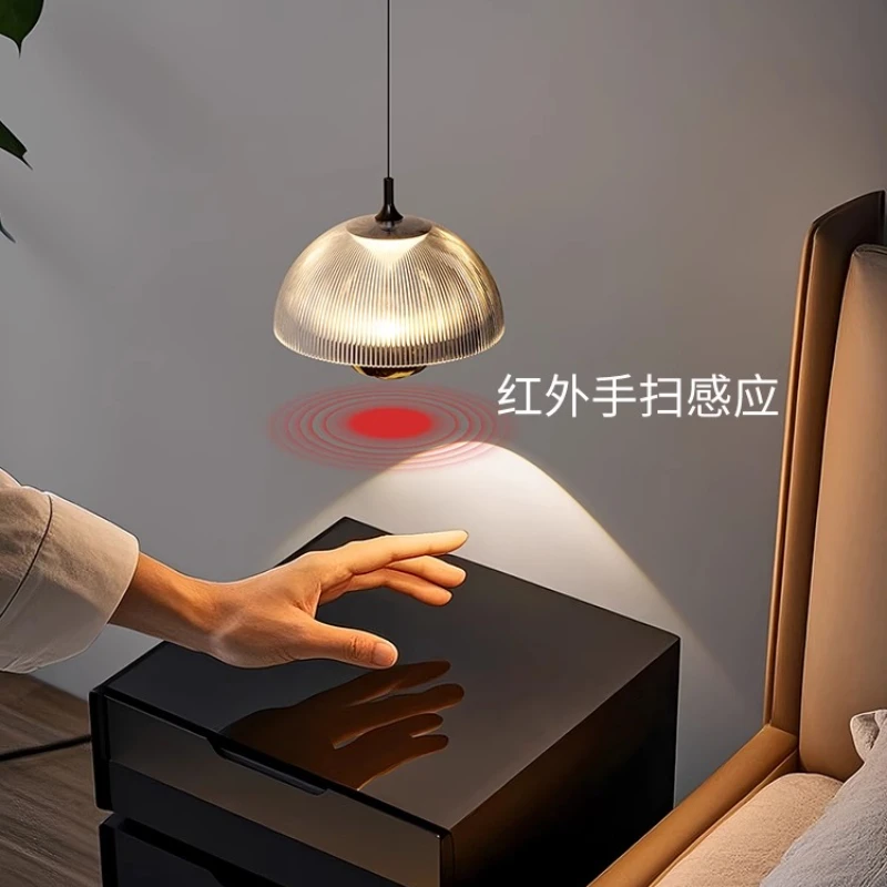 Creativity Mushroom LED Pendant Lights Hand Scan Sensing Adjustable Height Ceiling Chandeliers Bedroom Bedside Decoration Lamps