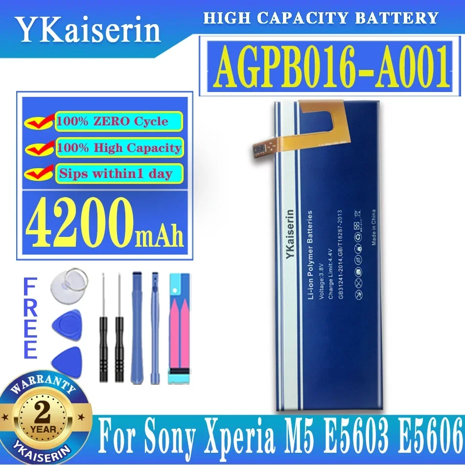 YKaiserin 4200mAh AGPB016-A001 Battery For Sony Xperia M5 M 5 E5603 E5606 E5653 E5633 E5643 E5663 Batterij + Track NO