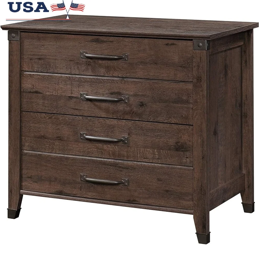 Rustic Lateral File Cabinet with 2 Drawers Full Extension Slides Interlocking Safety Mechanism Durable Freestanding Filing