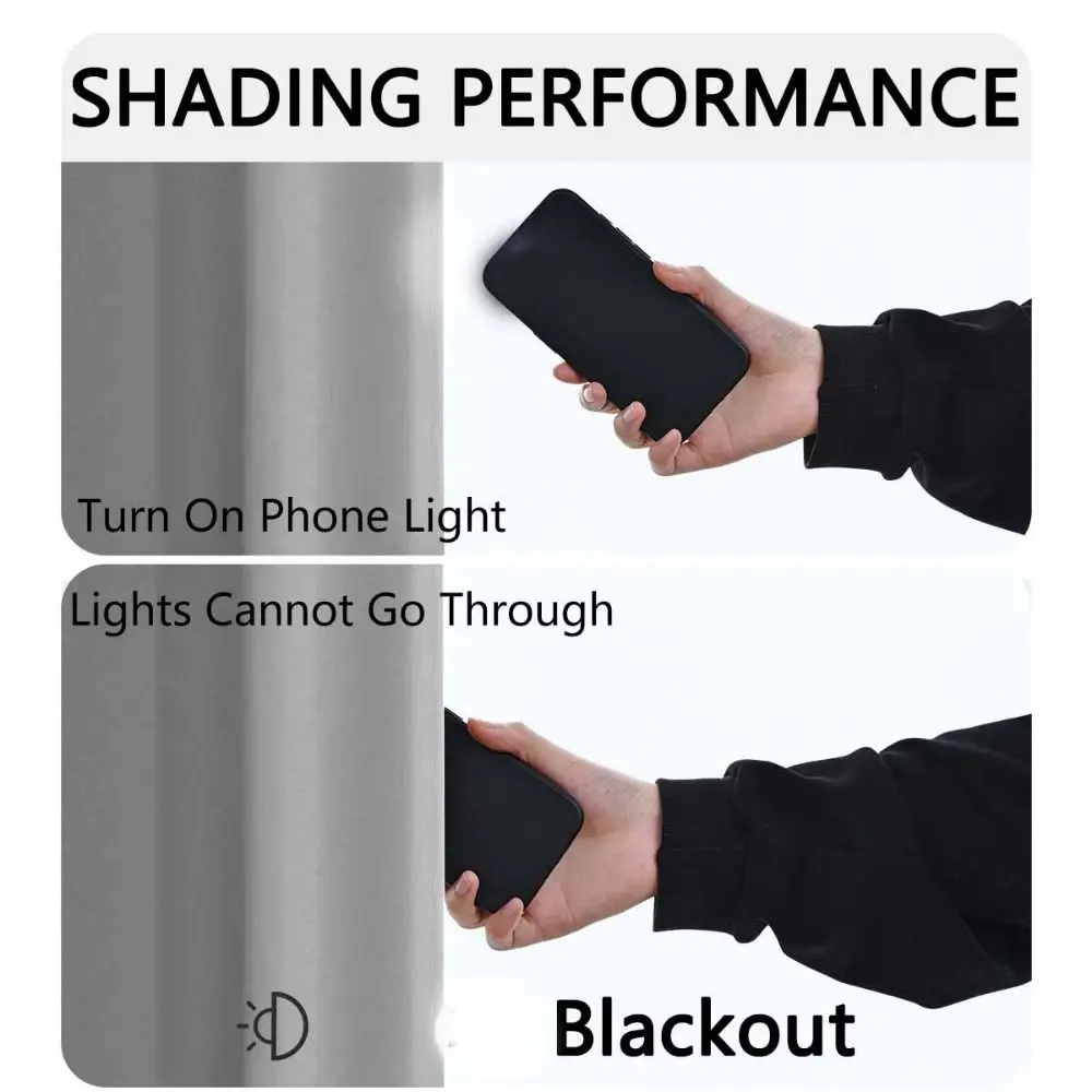 Sunshade Blackout Curtain with Rod Pocket Coated Lining Window Curtain Washable 100 x 200cm Curtains for Bedroom Living Room
