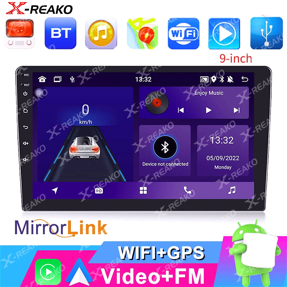 

9-inch Universal Car Radio Multimedia Video Music Player Android 11 FM Carplay WIFI GPS SWC RDS Reversing Rear View Function