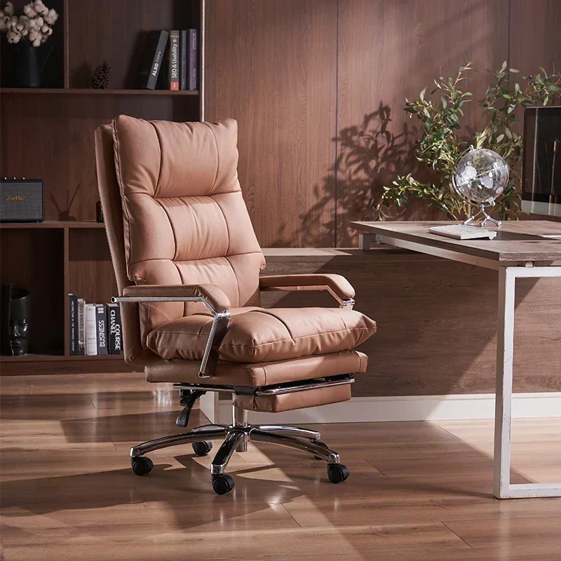 Leather computer chair, reclining lunch break office chair study chair