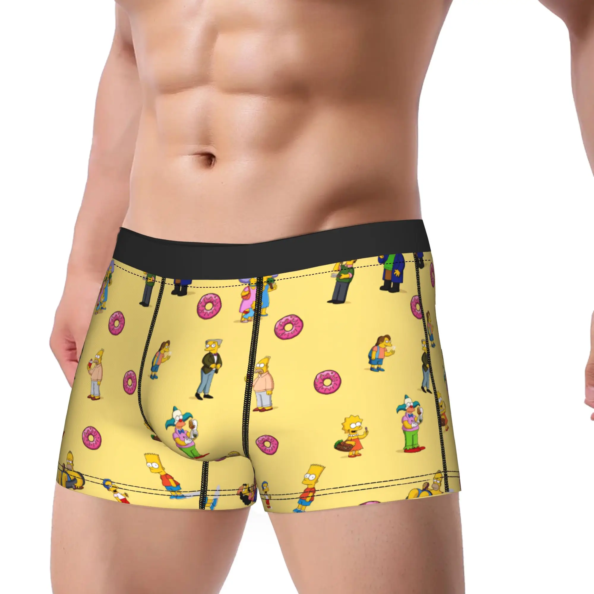 S-Simpsons Happy Family Scene Underwear  Printed Boxershorts High Quality Men's Panties Elastic Shorts Briefs Birthday Present