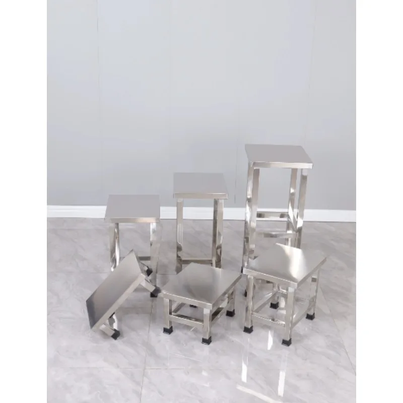 Thickened Stainless Steel Square Stool For Clean Room Shoe Changing Restaurant Cafeteria Use