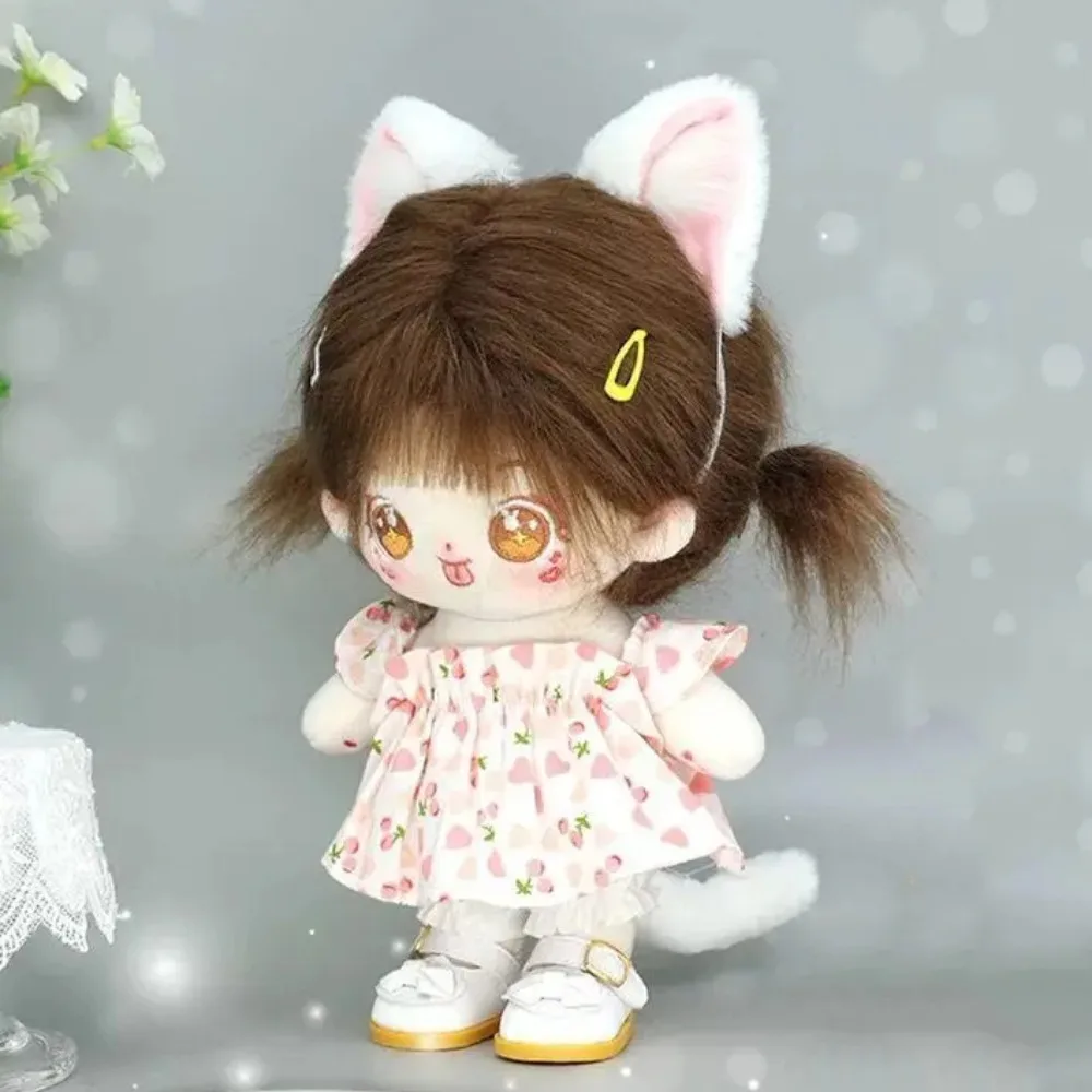 Headband 20cm Plush Doll Headwear Hair Decor Hairy Tail Doll Cat Ears Tail Cute Simulation Cotton Doll Animal Ear