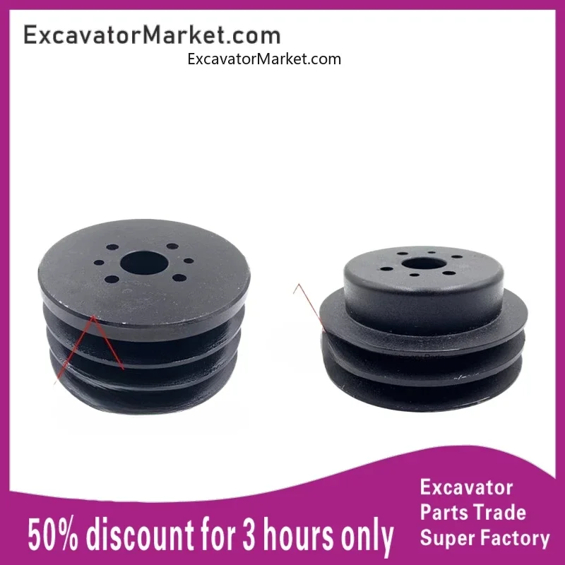 Excavator Spare Hitachi Ex200-5/200-6 facelift small fan water pump pulley Isuzu 6bg1 engine excavator accessories