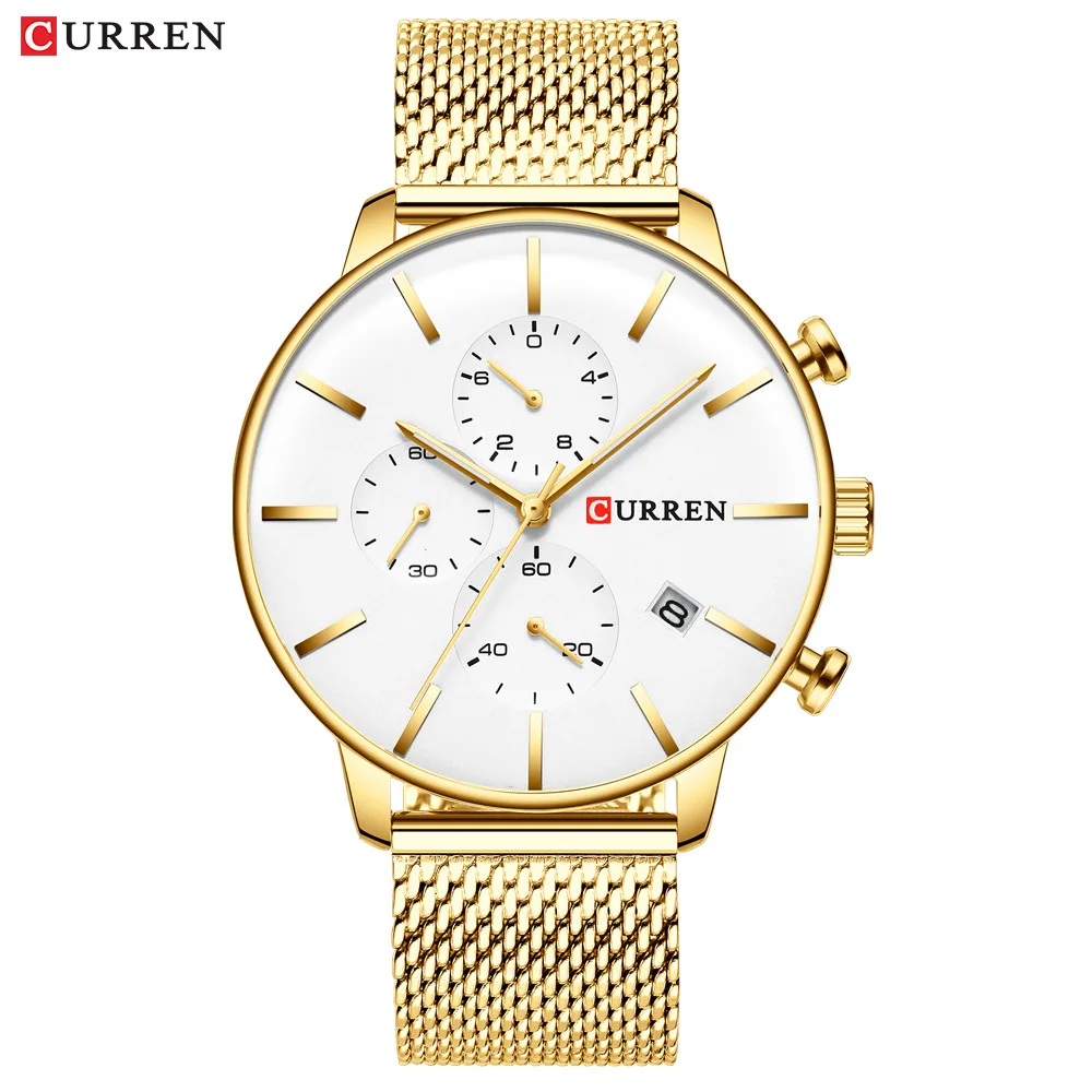 Curren 8339 Mesh Strap Waterproof Quartz Calendar Watch Multifunctional Six Pin Business Men\'s Watch