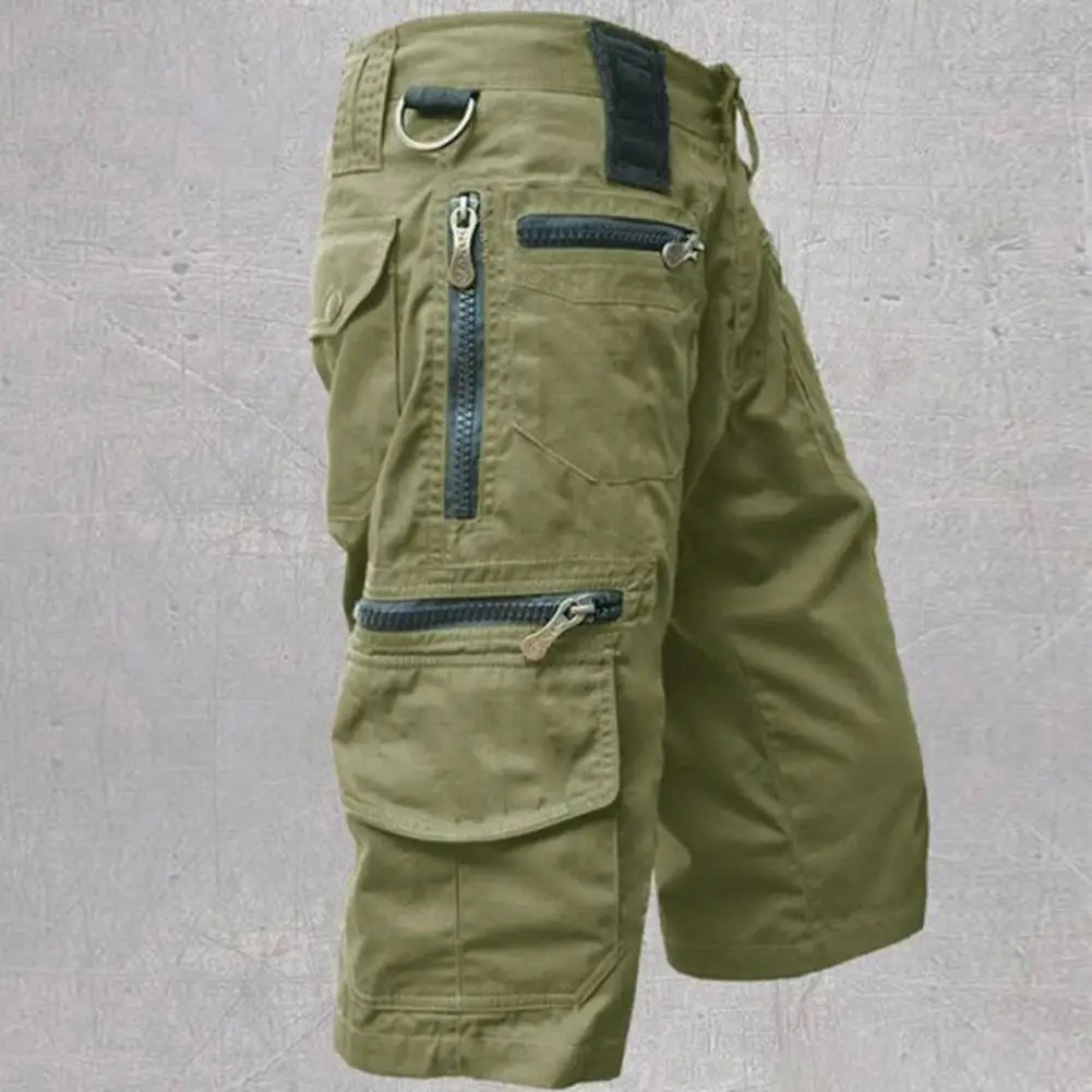 Military Cargo Shorts Men Joggers Shorts Solid Color Multi Pockets Summer Relaxed Fit Straight Cargo Shorts Streetwear