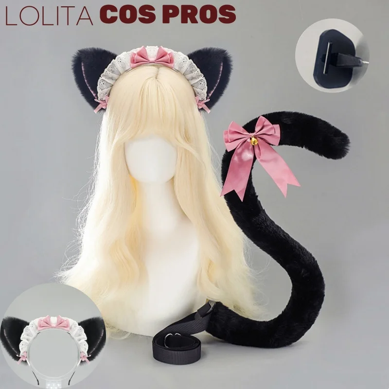 New Original Lolita Cat Ear Headband Comic Con Cat Ear Tail Cosplay Props Two-dimensional Maid Lolita Girl Headpiece Tail Set