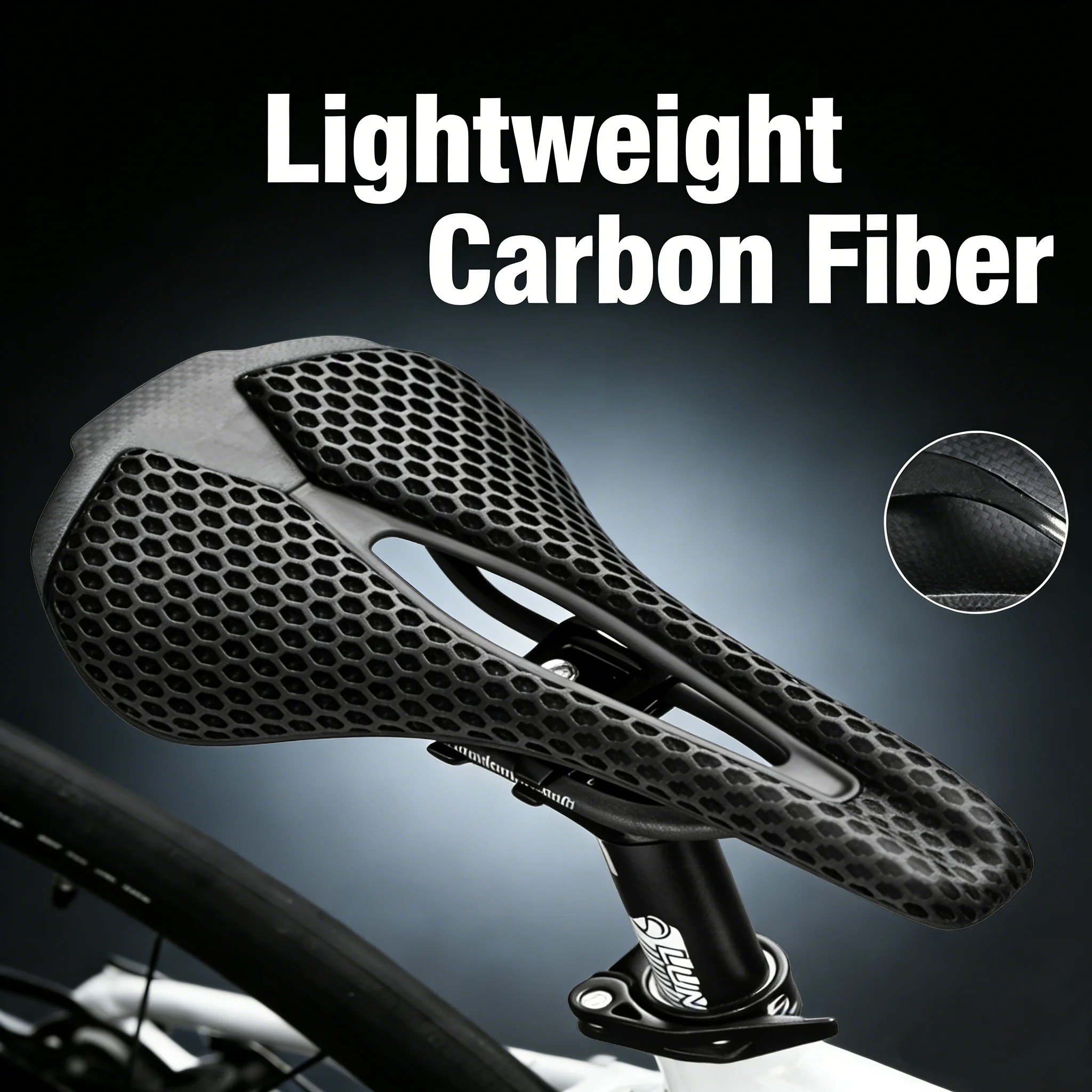 

Ultra-Light Carbon Fiber 3D Printed Seat Cushion Breathable Comfortable Cycling Saddle for Mountain And Road Bikes