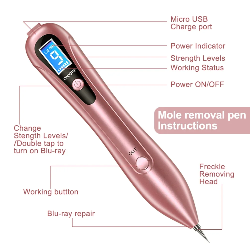 Portable Plasma Pen Freckle Mole Birthmark Removal Machine Skin Face Wart Tag Remover Tool Household Black Dots Tattoo Remover