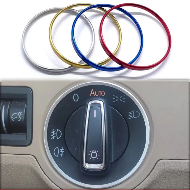 Car Headlight Switch Decorative Frame Trim Ring Sticker Fit For Volkswagen VW Golf Jett MK5 MK6 Passat B6 B7 CC Touran Tiguan