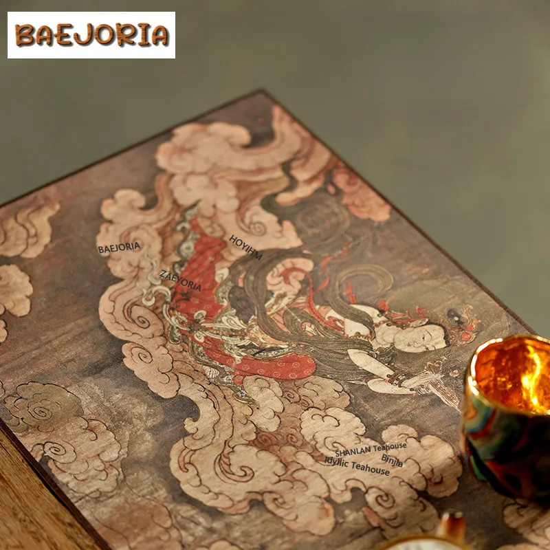 BAEJORIA Dunhuang Apsaras Lotus Tea Table Mats Aesthetic Drink Coaster Dinner Table Cloth Mat Tea Services Accessories Ornaments