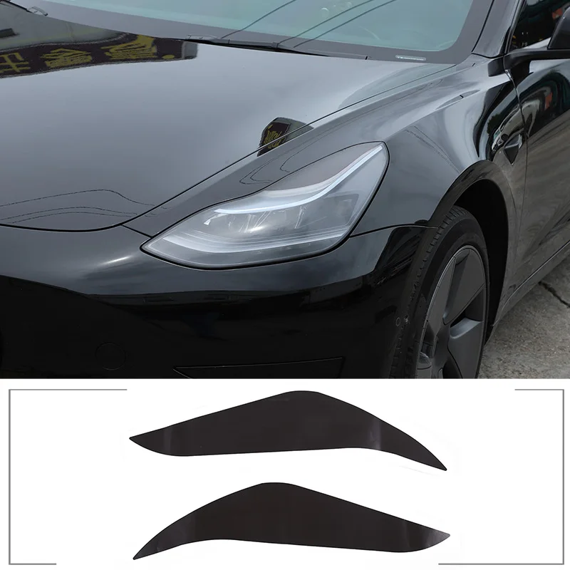 

For Tesla Model 3/Y PVC Car Styling Car Headlight Black Film Sticker Car Exterior Protection Accessories 2Pcs