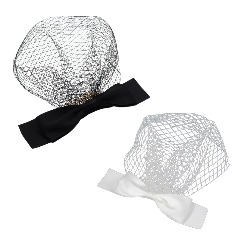 Fascinator Veil for Women Hat Headband Bowknot Hair Clip with Comb Tea Party Fascinator Hat Pillbox Hat Headwear