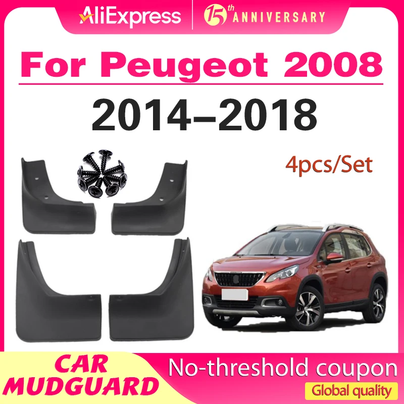 

4x Mud Flaps for Peugeot 2008 2014 2015 2016 2017 2018 Mudguards Splash Fender Guard Front Rear Wheels Accessories