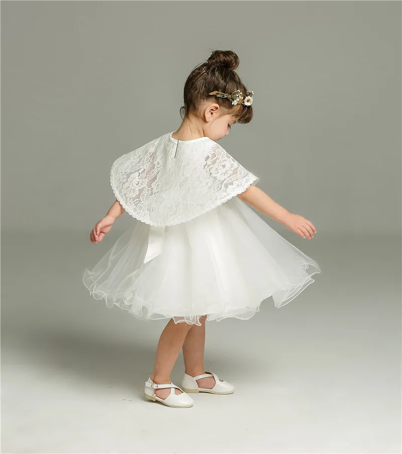 

3-24 Months Baby Girl White Dress Infant Formal Dresses For Birthday&Wedding Occasion Christening Gowns Baptism Clothes