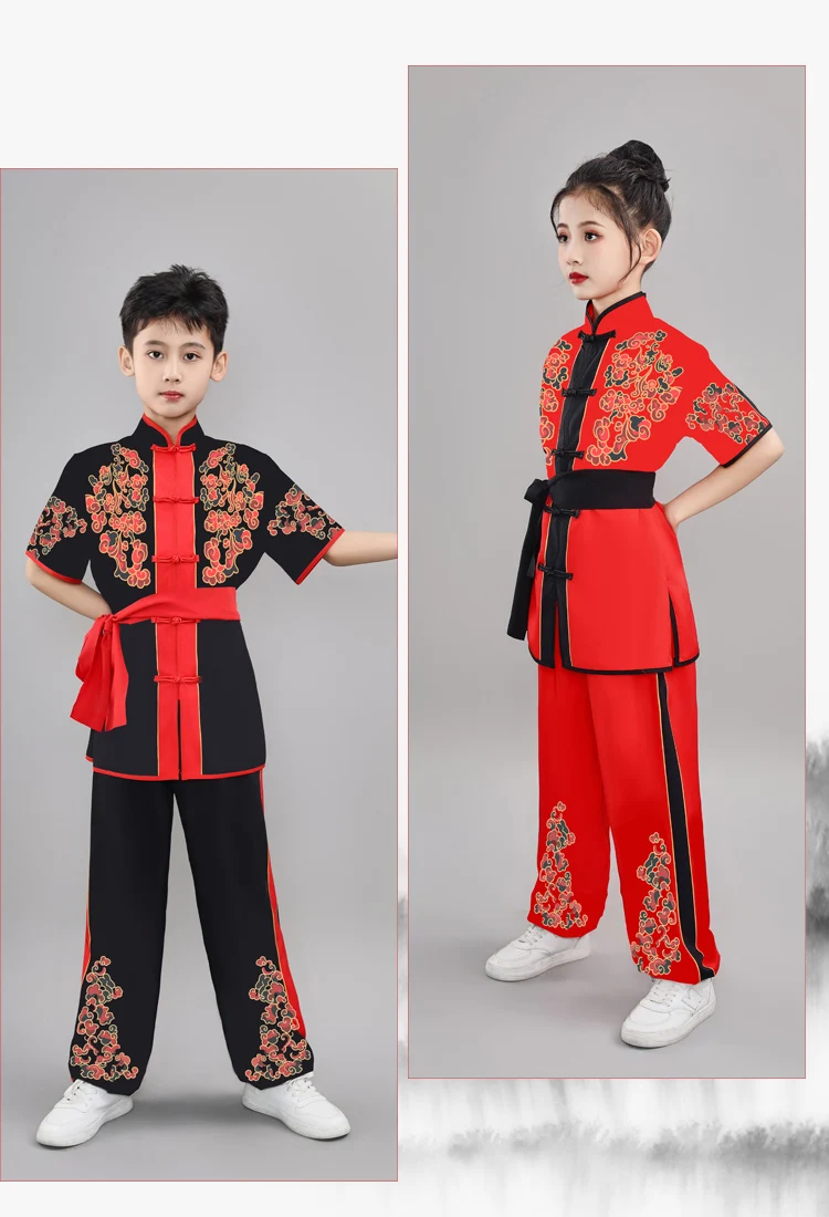 Traditional Chinese Clothing Kids Kungfu Wushu Tai Chi Uniform Boy Girl Arts Stage Performance Girl Boy Kung Fu Costumes