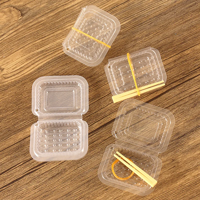 10Pcs Creative Fun Mini Transparent Disposable Plastic Fast Food Box Chopstick Handmade Restaurant  Packing Box Lunch Miniatures