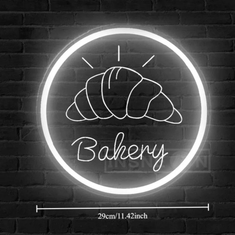 Customizable Bakery Neon Sign USB-Powered Plastic LED Wall Light Single Color for Home Kitchen & Food Business Supplies Decor