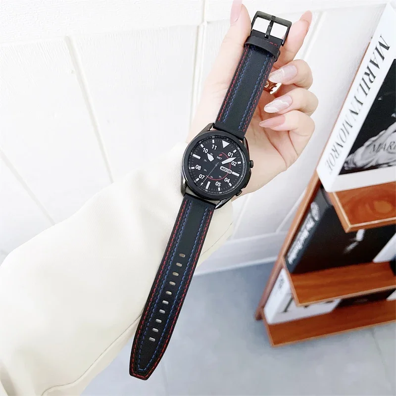 22 มม.20 มม.สําหรับ Samsung Galaxy 6 5 pro 3 4 Classic Active 2 40 มม.44 มม.นาฬิกาหนังแท้สร้อยข้อมือ Huawei GT 2/3 pro สายคล้อง