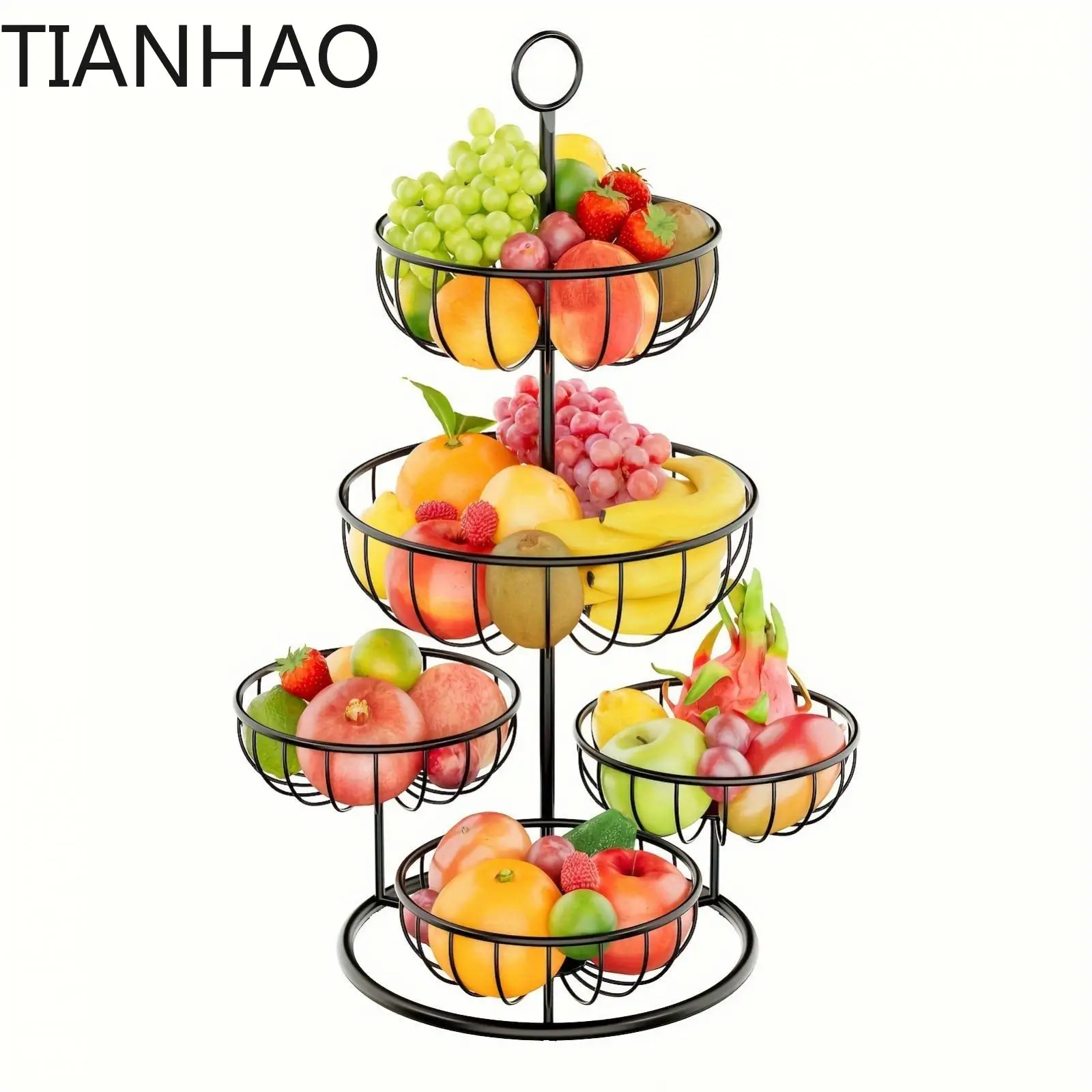 5 الطبقة سلة فاكهة سعة كبيرة متعددة الأغراض المطبخ كونترتوب رف المعادن الفواكه الوقوف ل الفاكهة البصل البطاطس وجبة خفيفة Holdiay #6