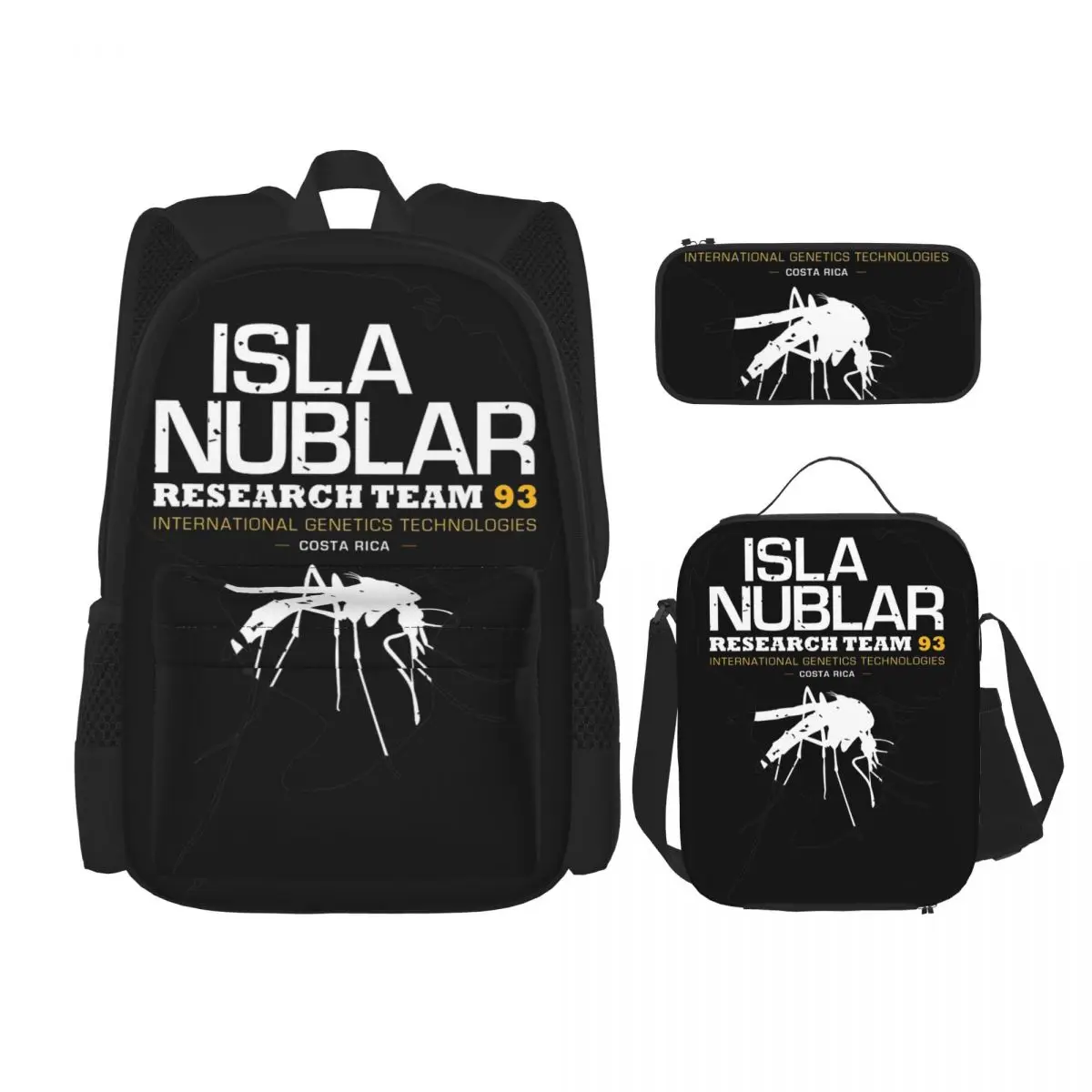 

Isla Nublar Research Team 3pecs/set Backpack for Boys Girls Jurassic Cartoon Park Shoulder Bag Lunch bag Pencil Case