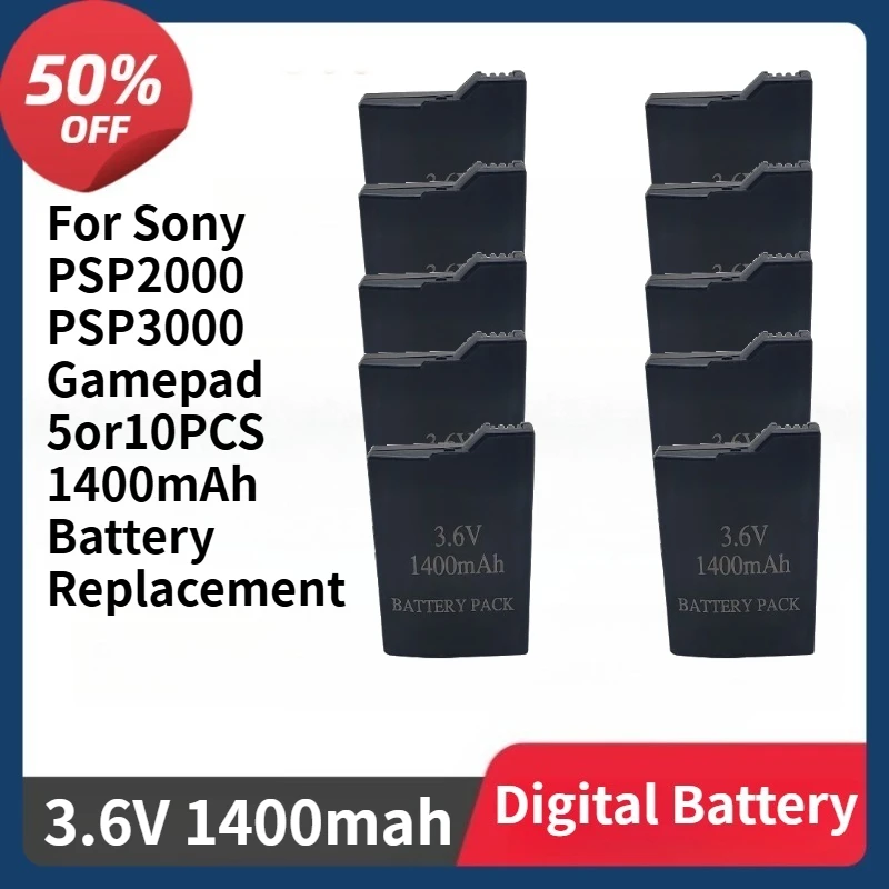 

Real Capacity Lithium Rechargeable Battery Pack for Sony PSP2000 PSP3000 Gamepad 5or10PCS 1400mAh Battery Replacement