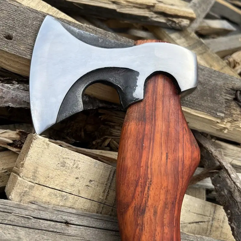 Rosewood High-manganese Steel Forged Tactical Axe Convenient Outdoor Camping Chopping Firewood Emergency EDC Tool