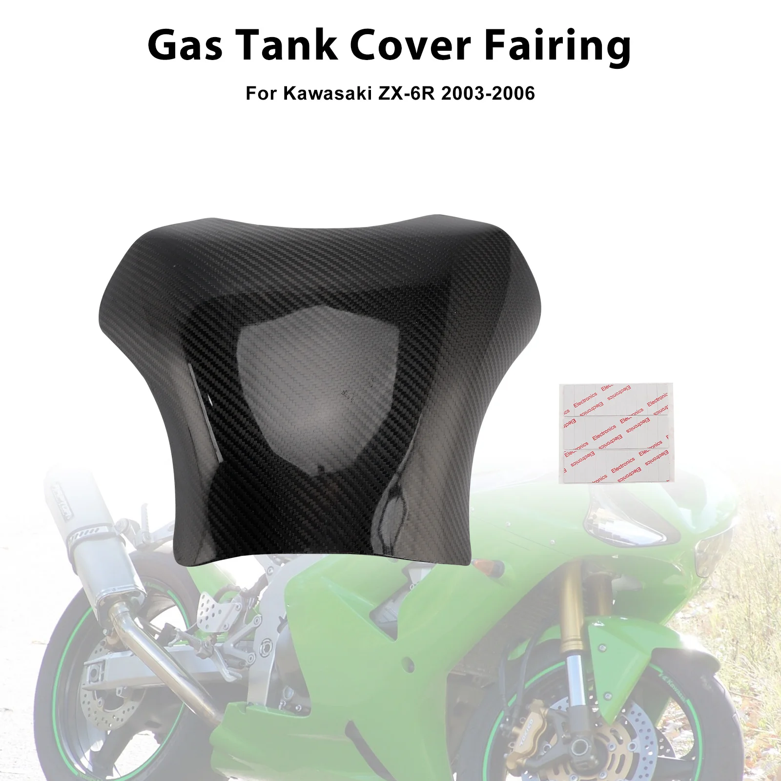 

Topteng Real Carbon Fiber Tank Cover Fairing For Kawasaki ZX6R 2003 2004 2005 2006