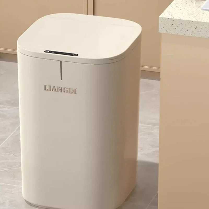 Automatic Sensor Trash Can With Lid Touchless Kitchen Waste Bin Large Capacity Smart Garbage Can For Bathroom Living Room