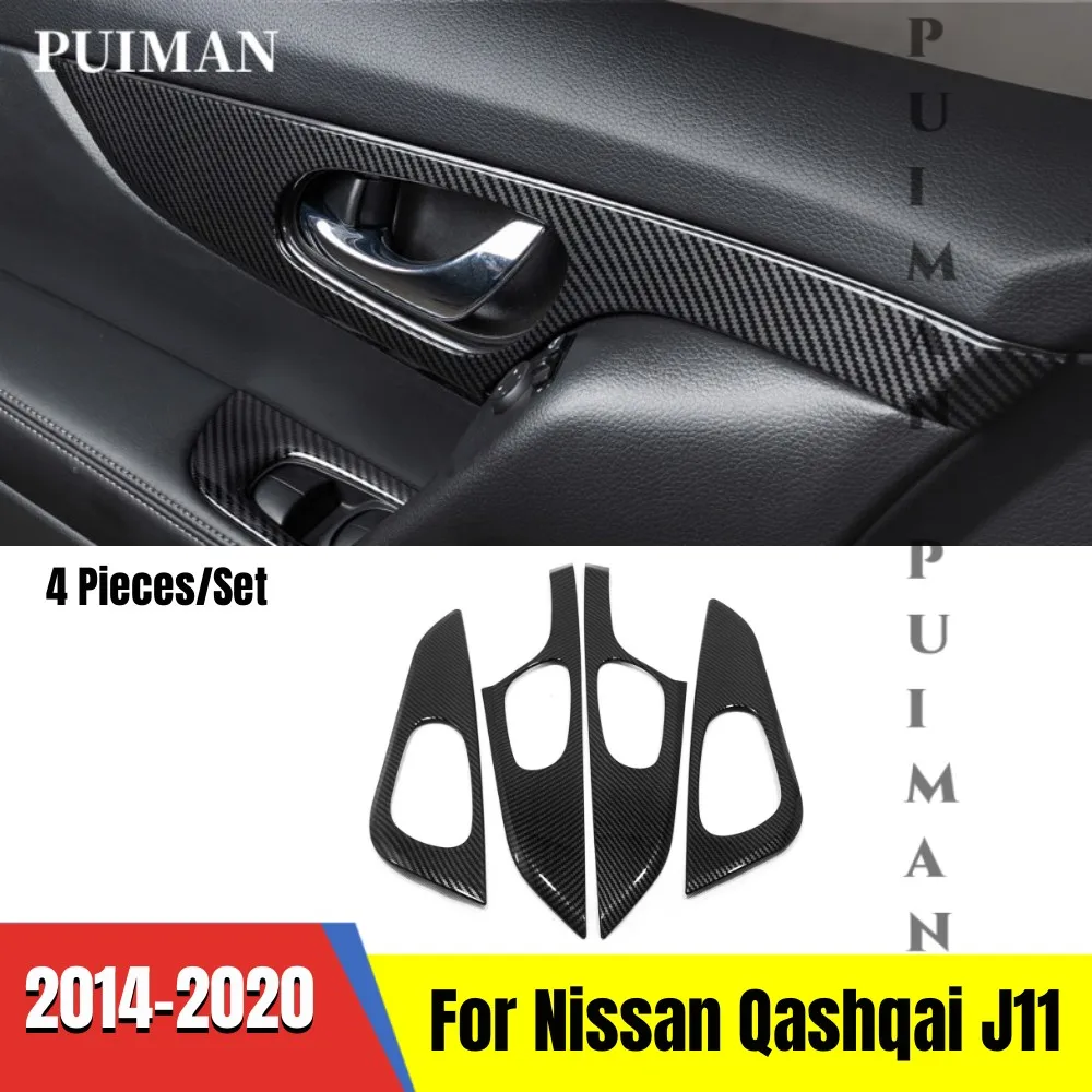 

For Nissan Qashqai j11 2014-2019 2020 ABS Carbon fiber Inner Door Handle Bowl frame Cover Trim Styling Accessories